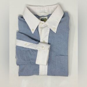 Ramblers Way Womens Popover 1/2 Button Collar Blouse Shirt‎ Blue White Trim M